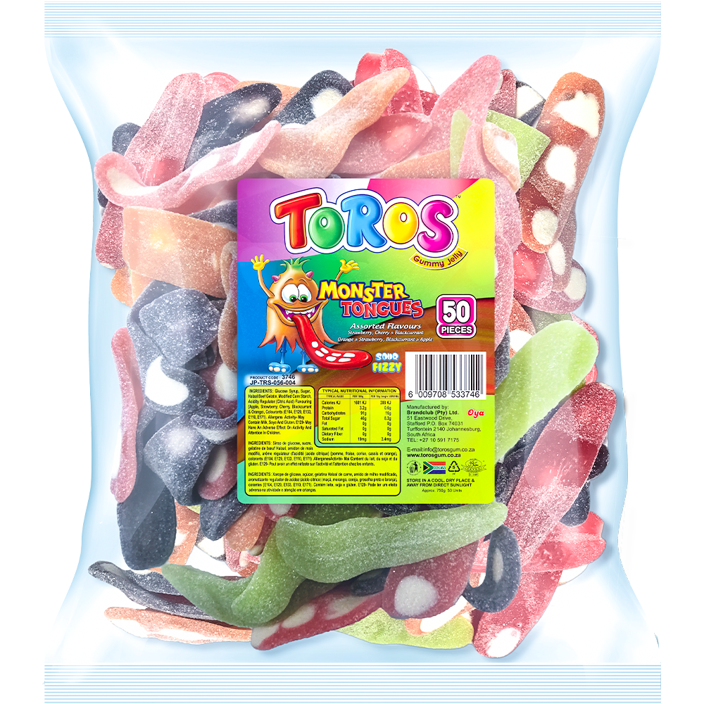 Toros Gummy Jelly – Monster Tongue - Assorted 50's Pkt