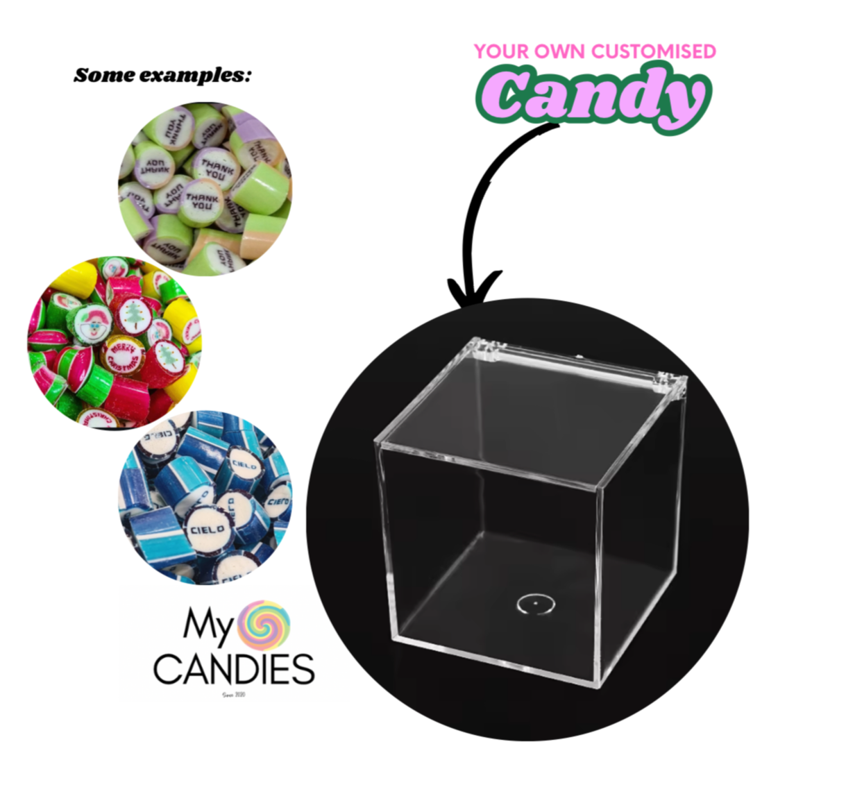 Personalised Rock Candy in Acrylic Gift Box – Perfect for Corporate Events & Birthdays (MOQ 60)