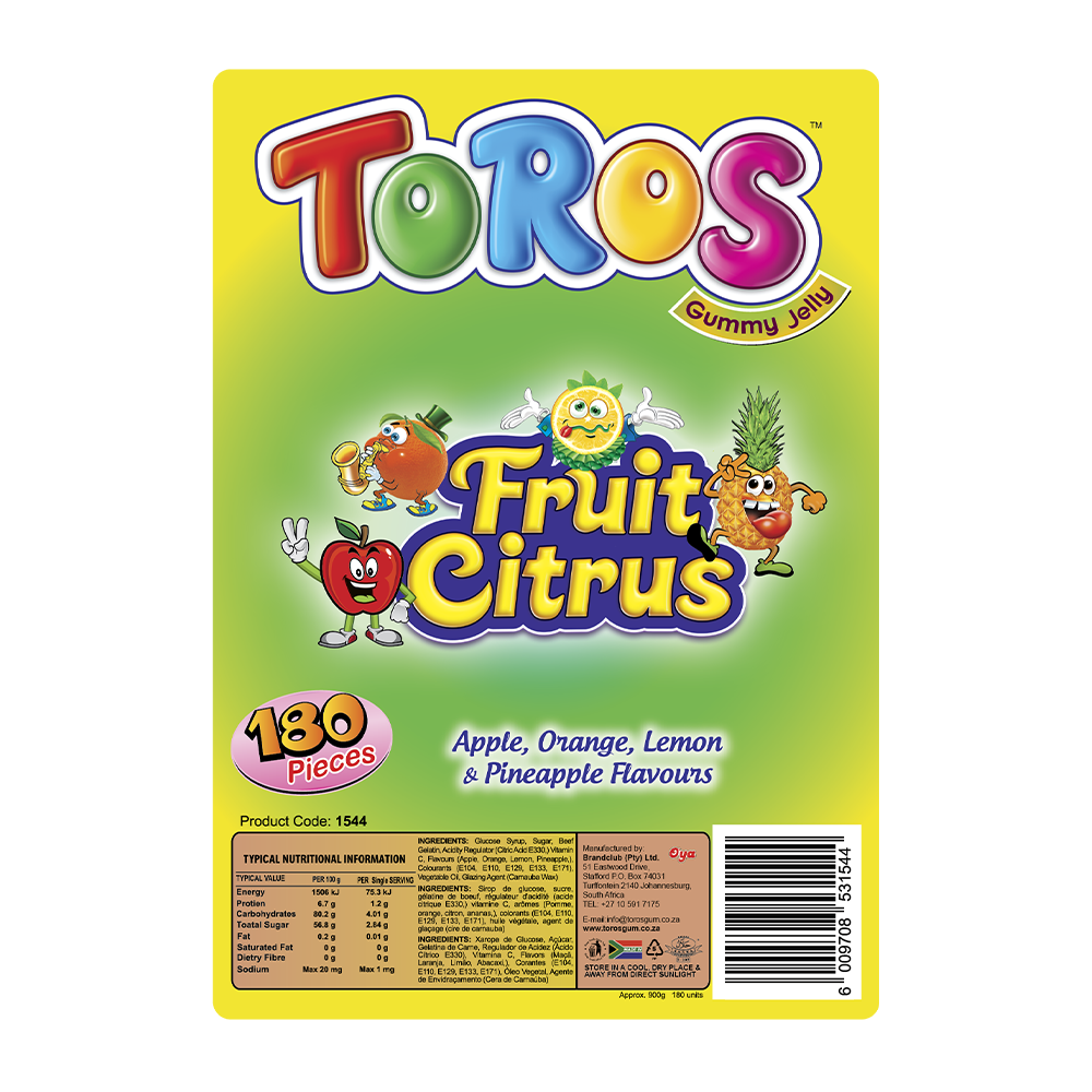Toros Gummy Jelly - Fruit Citrus - Assorted 125's