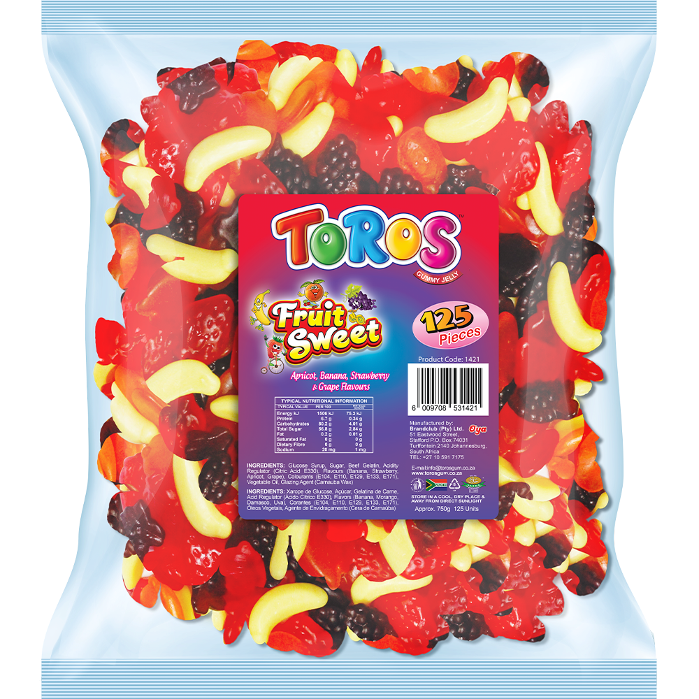 Toros Gummy Jelly - Fruit Sweet - Assorted Flavours 125's