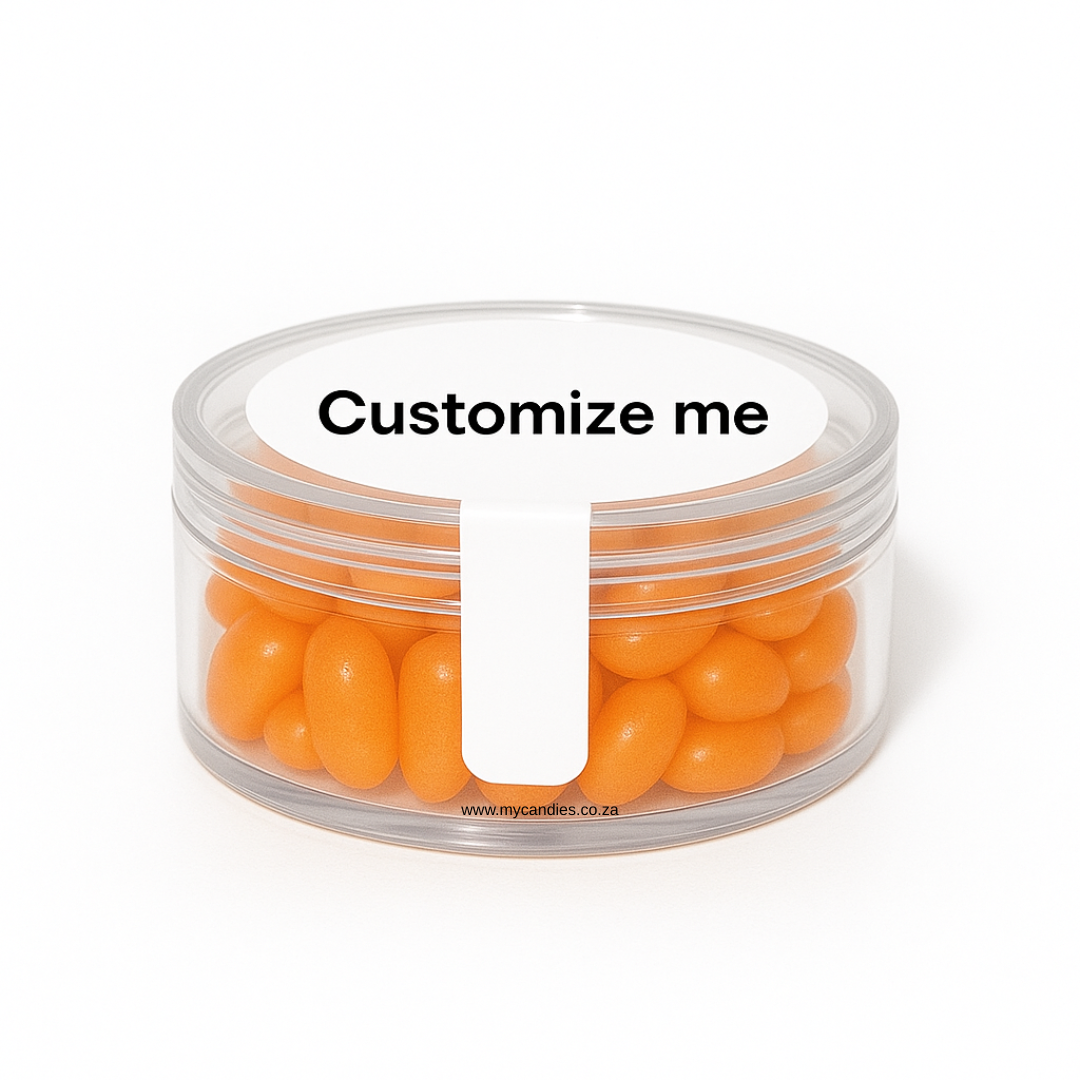 Jelly Beans Medium Acrylic Tub - Orange Min Order of 100