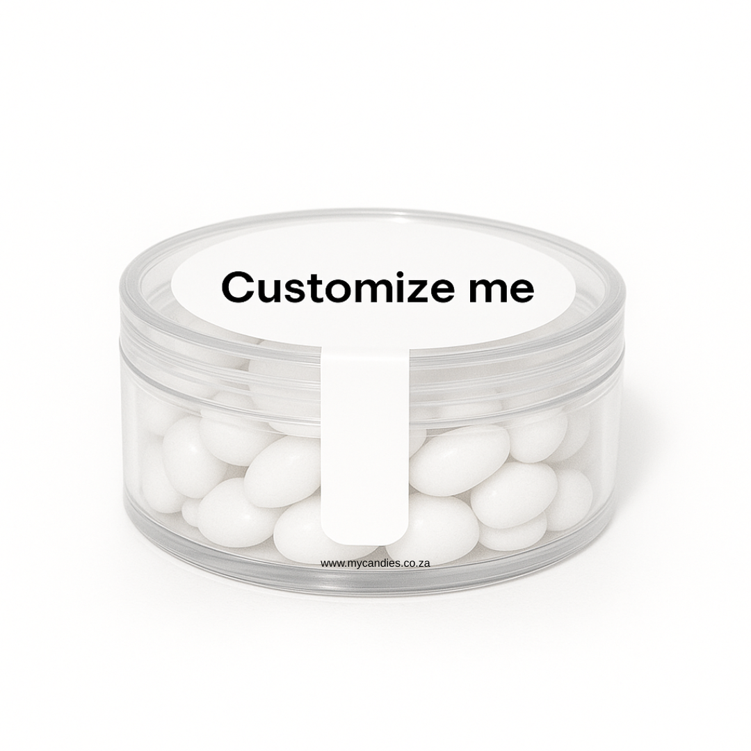 Jelly Beans Medium Acrylic Tub - White Min Order of 100