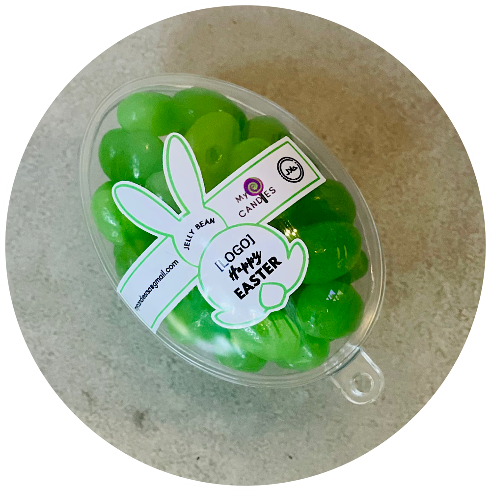 Easter Jelly Bean Egg - Green (Customize with your own Logo) Min Order 150