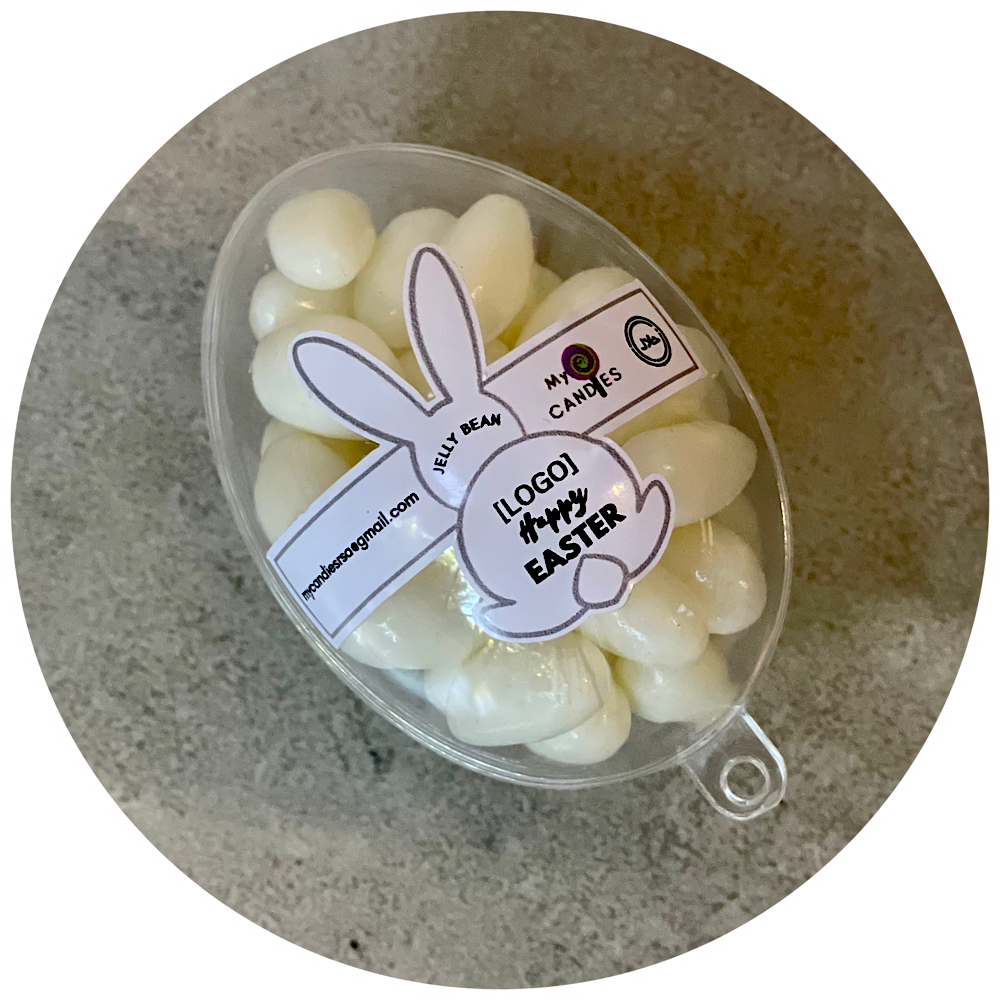 Easter Jelly Bean Egg - White (Customize with your own Logo) Min Order 150
