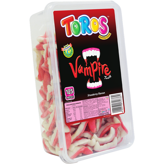 Toros Gummy Jelly – Vampire Teeth – Strawberry Flavour 125's Tub