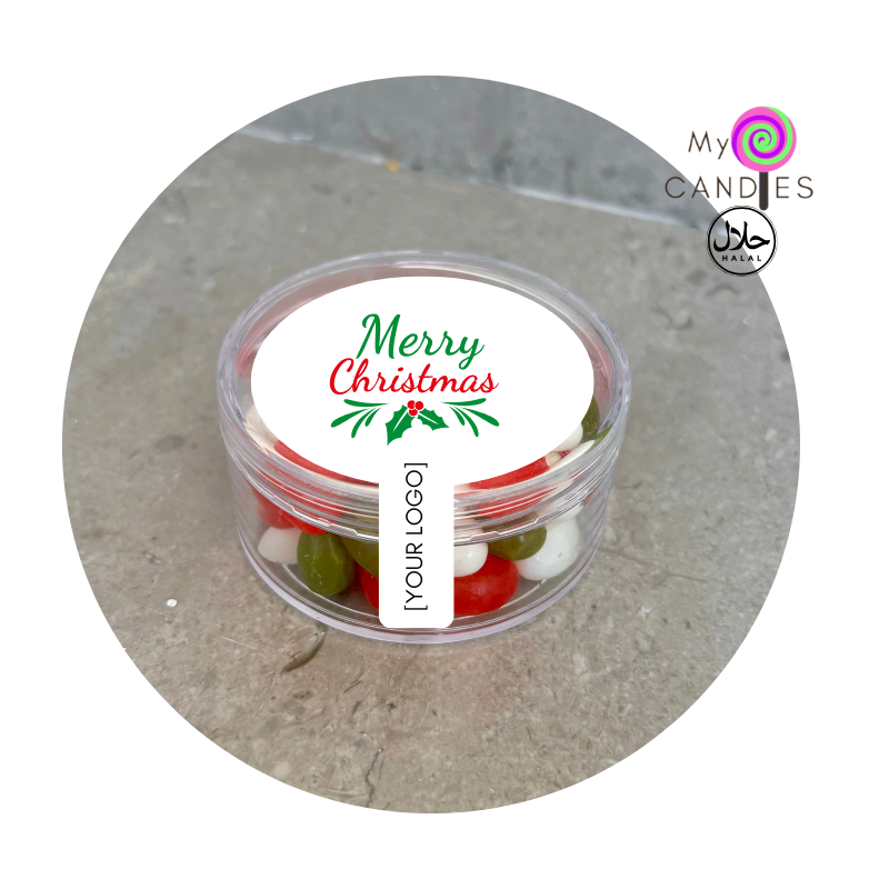 Jelly Beans Medium Acrylic Tub - Christmas Mix Min Order of 200