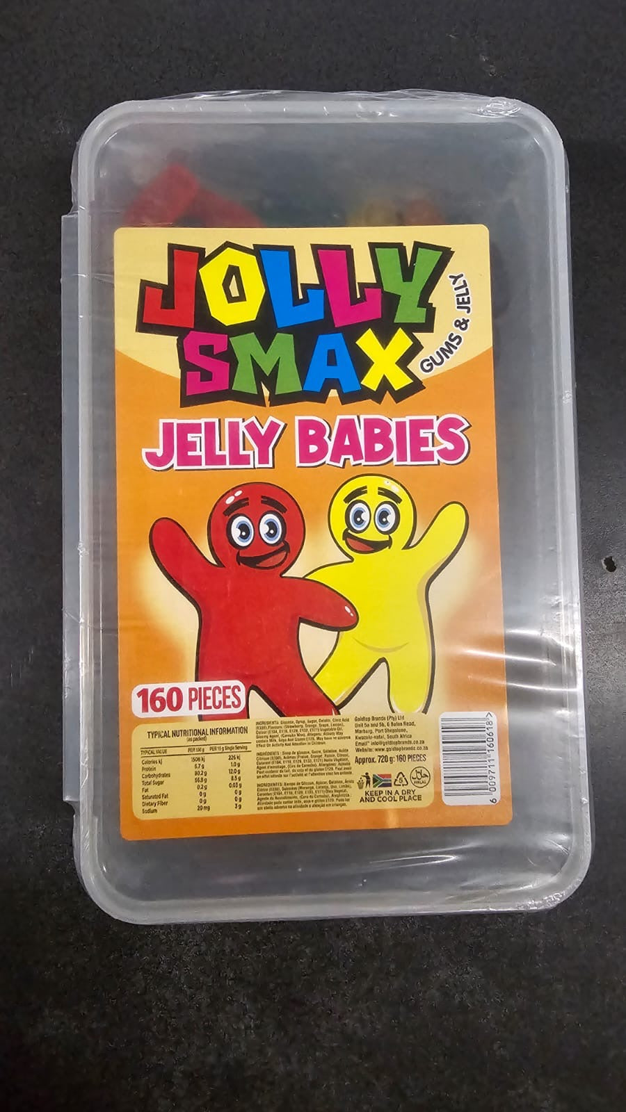 Jolly Smax Gums 720g Jelly Babies Tubs