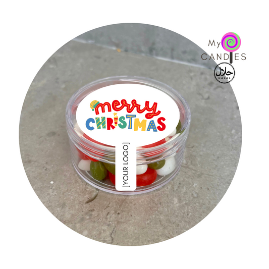 Jelly Beans Medium Acrylic Tub - Christmas Mix Min Order of 200