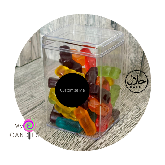 Gummy Gift - Customizable Acrylic Cube filled with 190g Jelly Babbies (Min Order of 150)