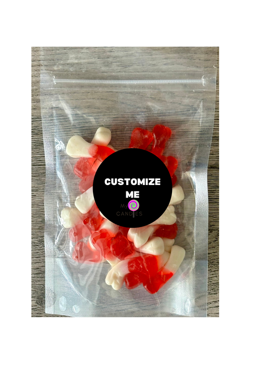 Gummy Gift - Pouch filled with 100g Red Bones (Min Order of 150)