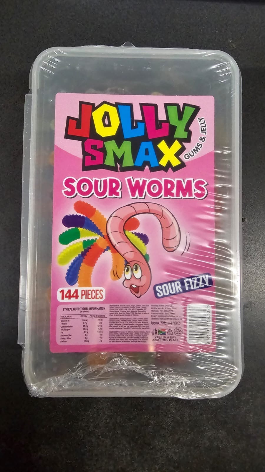 Jolly Smax Gums 720g Sour Worms Tubs