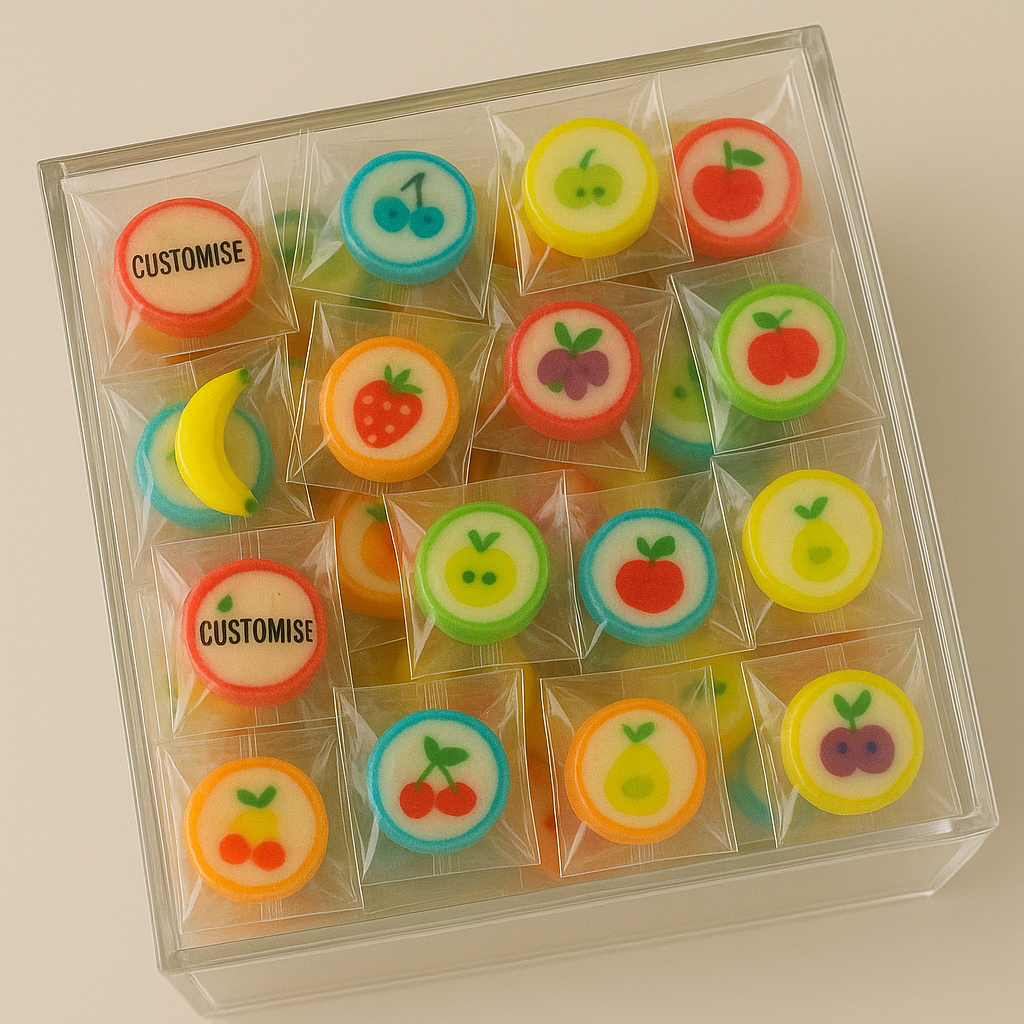 Personalised Handmade Rock Candy in Acrylic Gift Box (4.5cm) – Perfect for Corporate Events & Birthdays (MOQ 150)