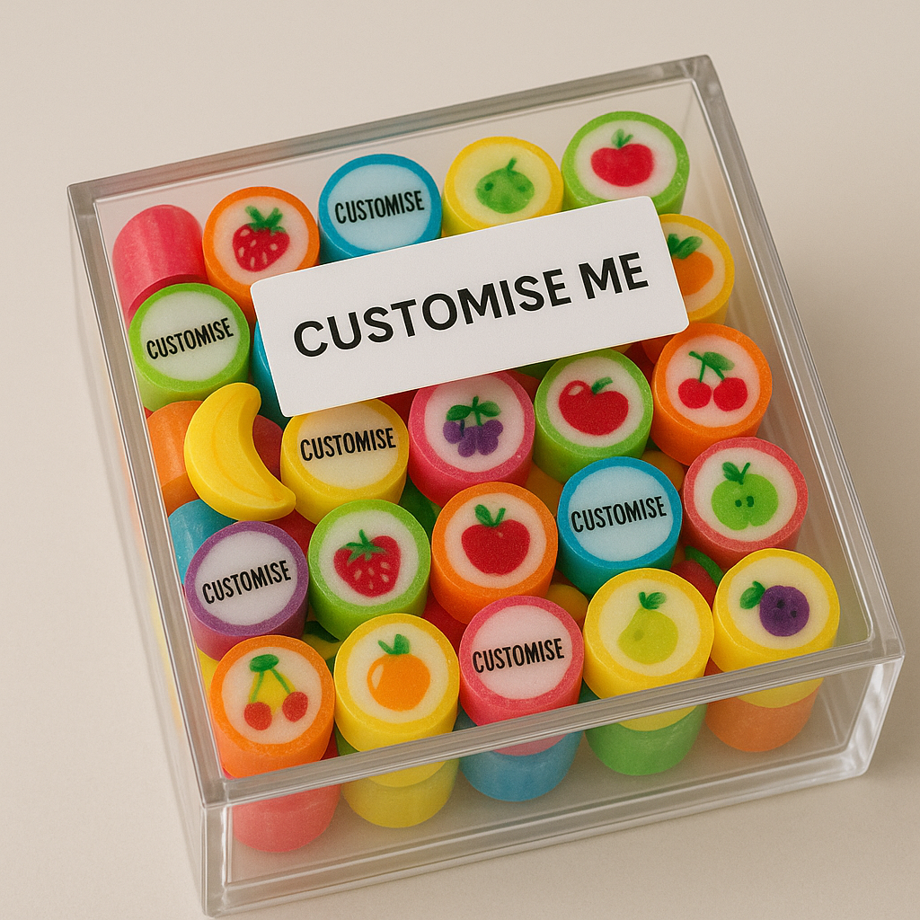 Personalised Rock Candy in Acrylic Gift Box (4.5cm) – Perfect for Corporate Events & Birthdays (MOQ 60)